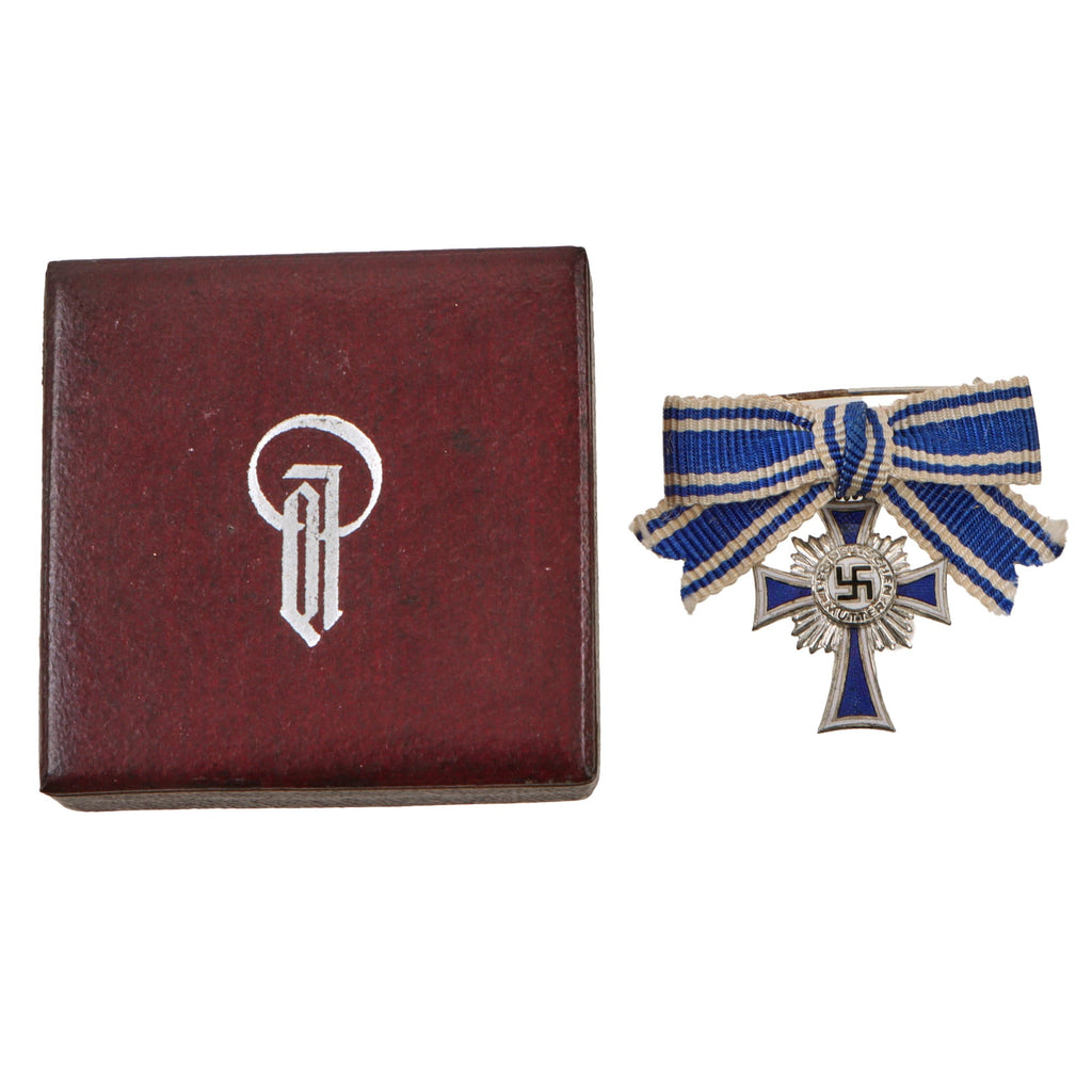 Original German WWII 2nd Class Silver Mother’s Cross Pin by Friedrich Orth of Vienna in LDO Box - Cross of Honor of the German Mother Original Items