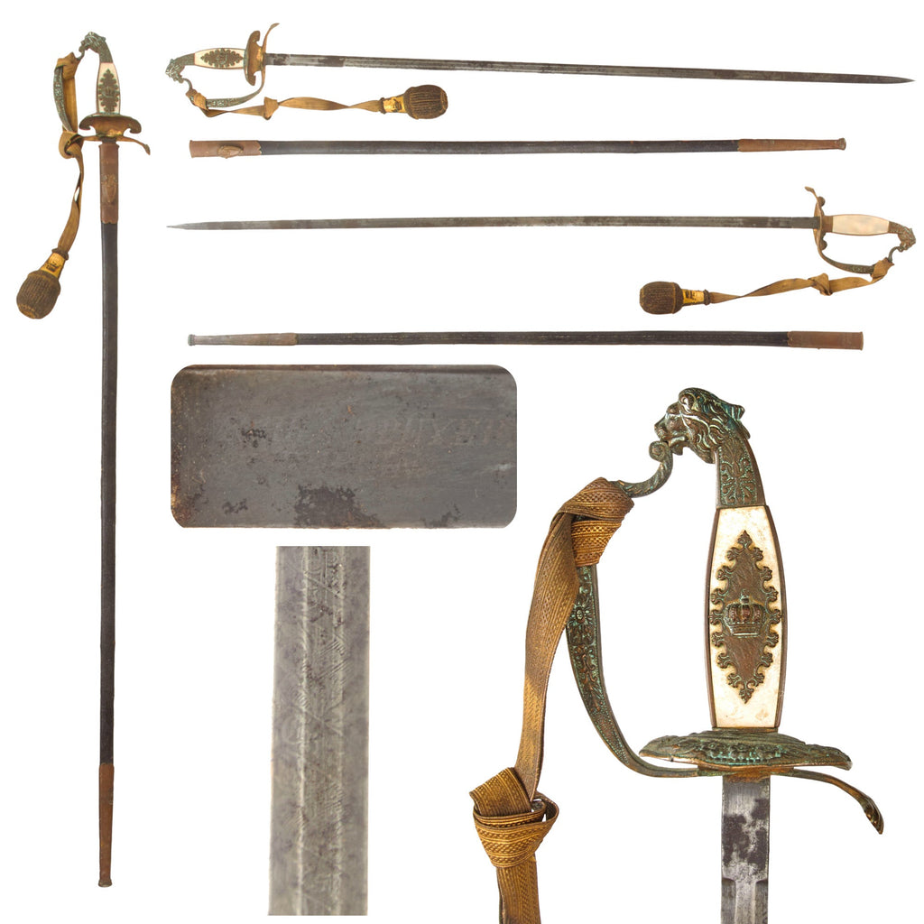 Original Imperial German WWI Etched Bavarian Officer’s Court Sword with Scabbard & Troddel Knot by Mohr & Speyer of Berlin Original Items