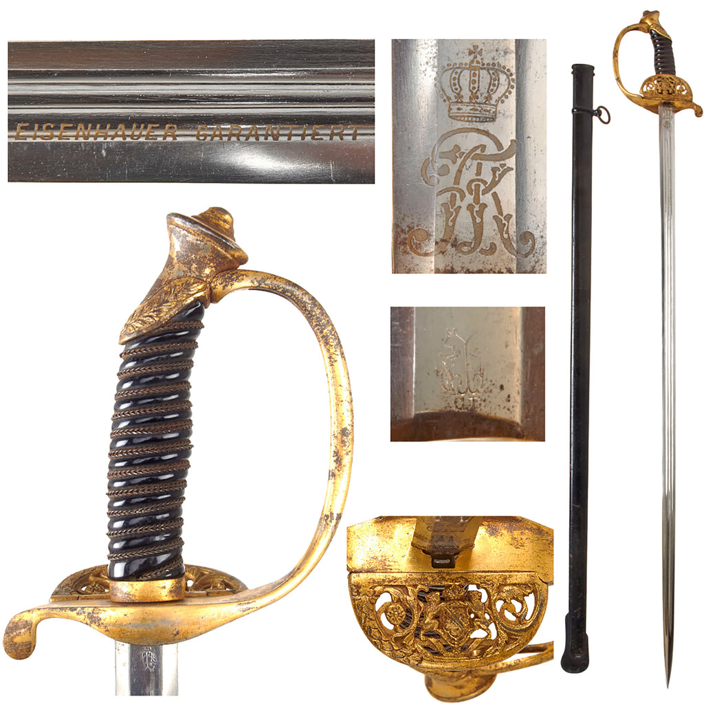 Original Imperial German WWI Era Kingdom of Saxony Dress Sword with Scabbard by Carl Eickhorn of Solingen Original Items