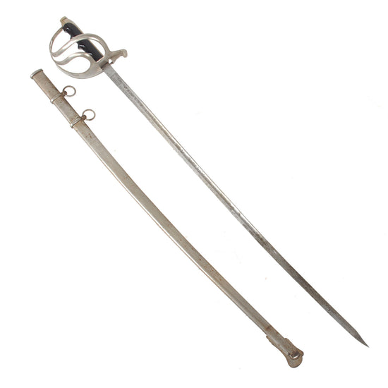 Original Italian Pre-WWI Model 1888 Cavalry Officer’s Sword with Etched Blade & Scabbard Original Items