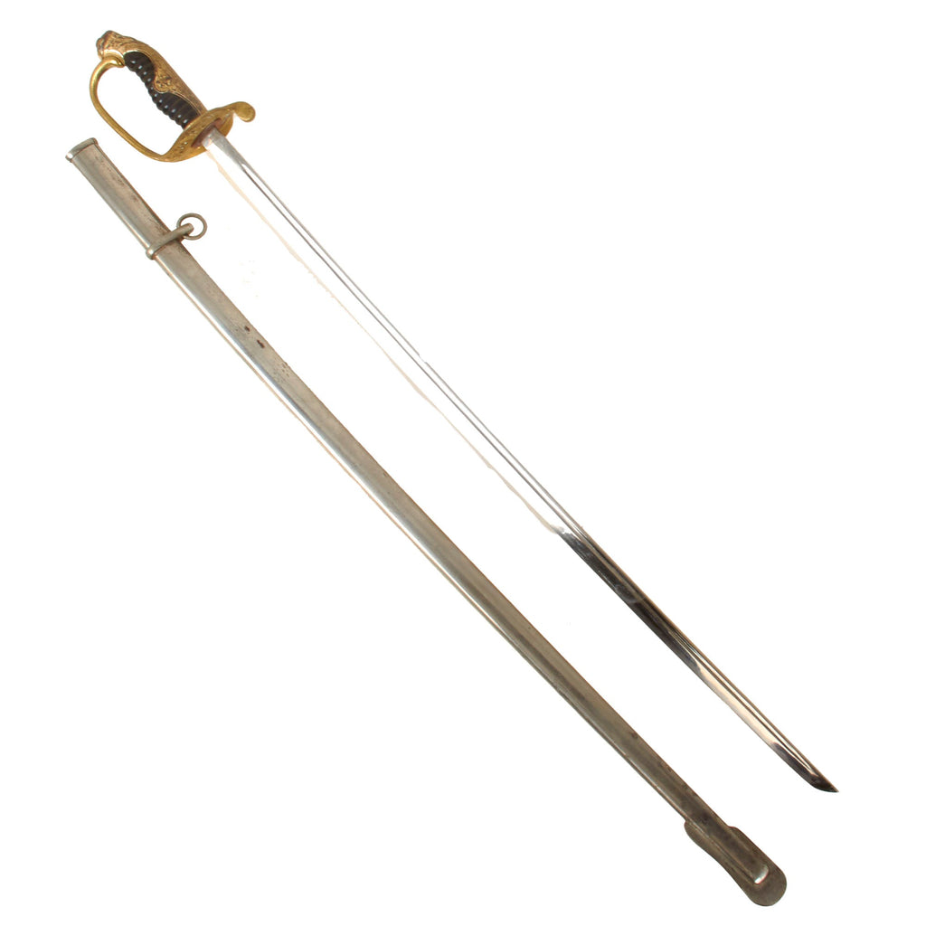 Original Imperial Japanese WWII Army Type 19 Kyu-Gunto Nickel-Plated Company Grade Officer’s Parade Sword with Scabbard Original Items