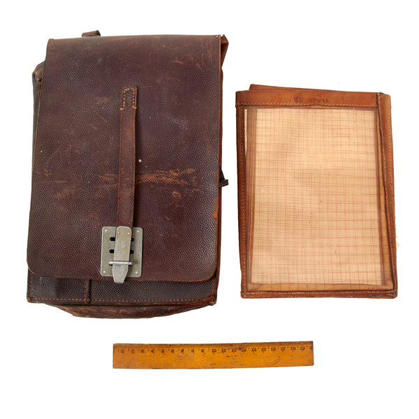 Original German WWII Officer M35 Brown Leather Dispatch Map Case with ...