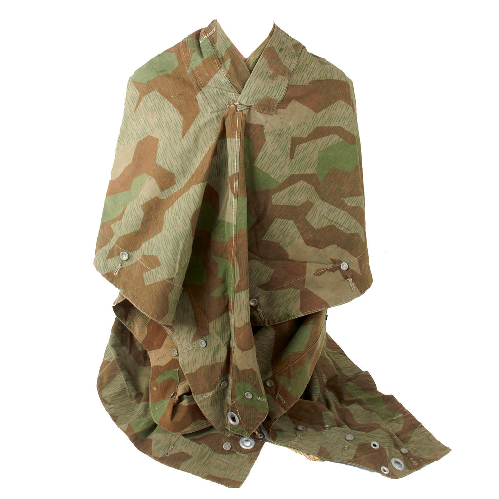Original German WWII Zeltbahn Tent Quarter & Poncho in Splinter Pattern Reversible Camouflage by Wetzlar Garbenheim - Dated 1940 Original Items