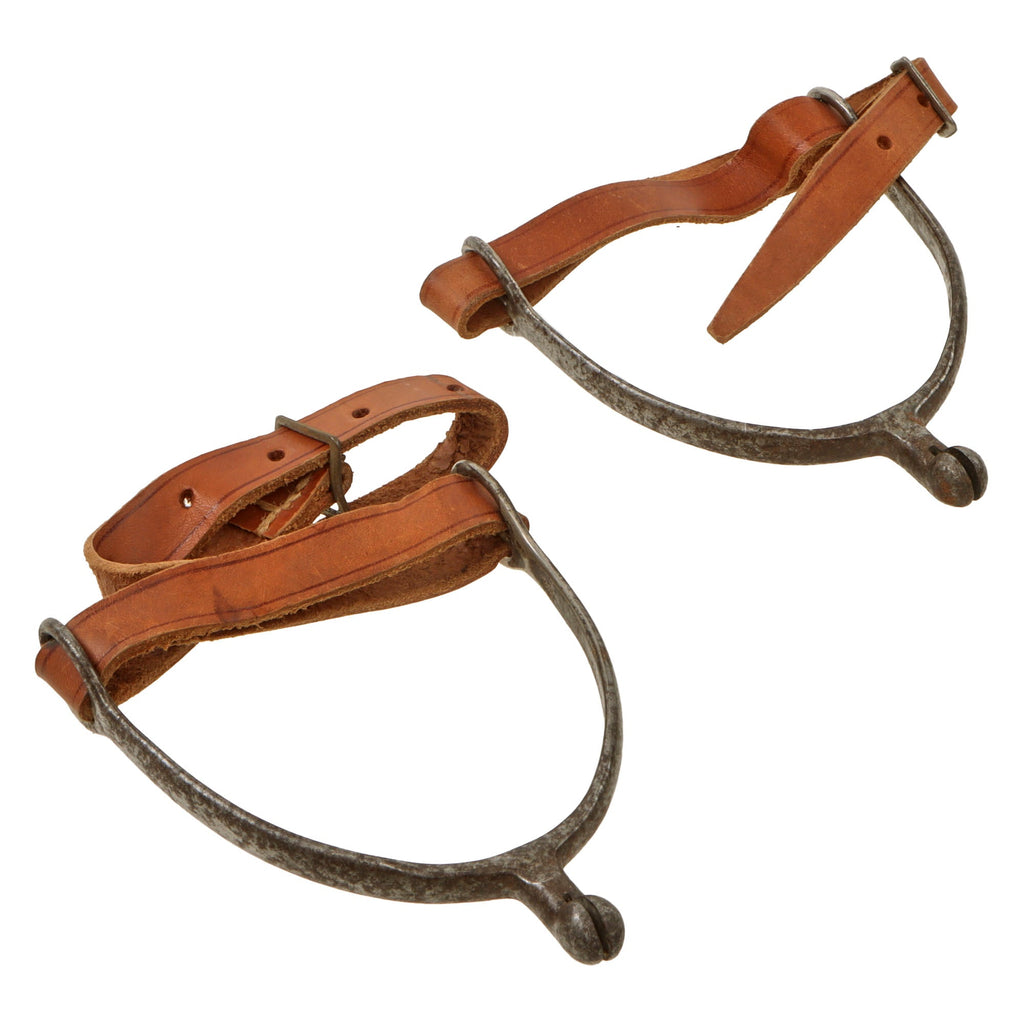 Original German WWII Set of Cavalry Spurs with Original Leather Straps by L&F Original Items