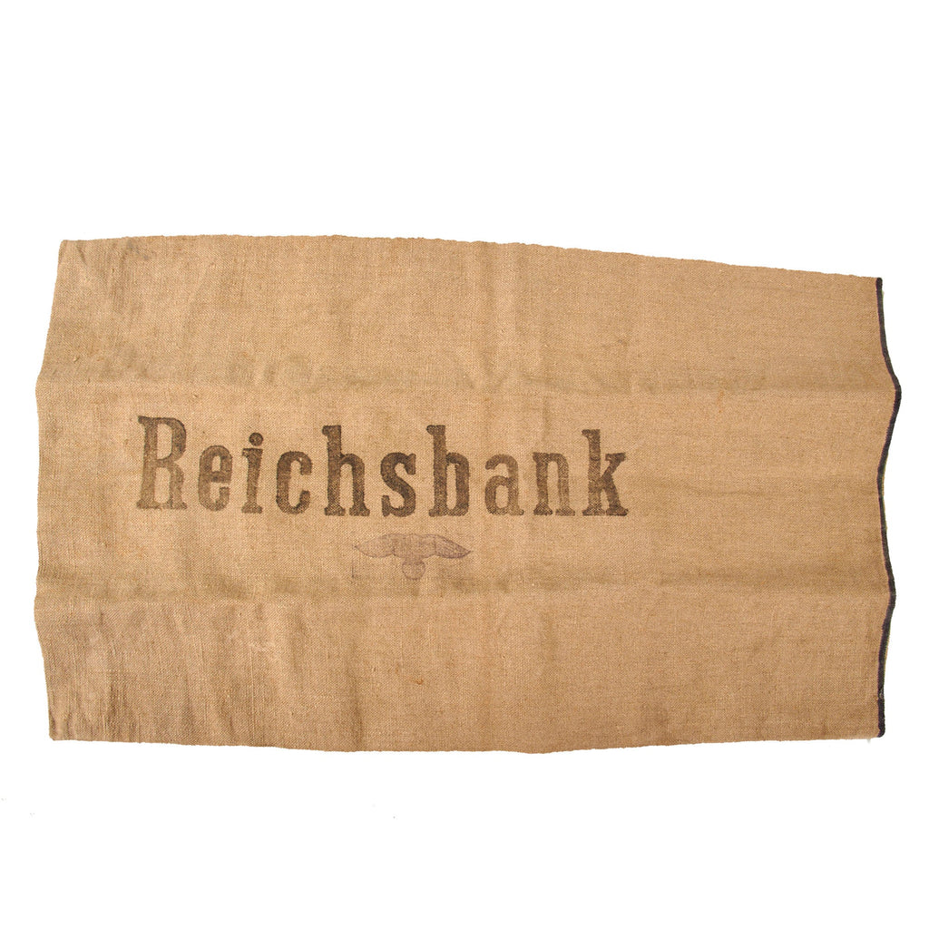 Original German WWII Reichsbank National Bank Burlap Money Bag - 13 3/4" x 23" Original Items