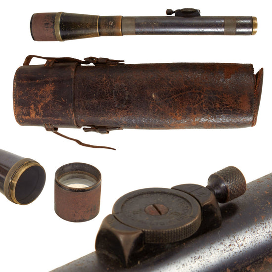 Original Imperial German WWI Gewehr 98 Sniper Scope by Rudiger & Bischoff of Braunschweig in Original Leather Case Original Items