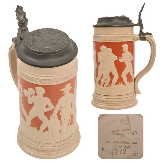 Original Imperial German Pre-WWI “Gut Heil!” Good Health Athletic Association Stein with Great Motifs by Mettlach - Dated 1897 Original Items