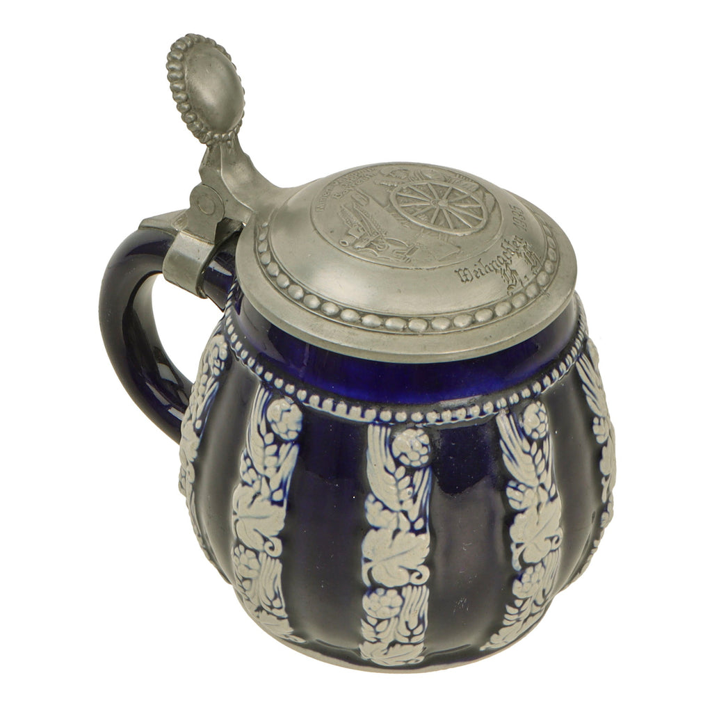 Original German WWII Salt Glaze Weihnachten Christmas 1935 Beer Stein with Hinged Lid - Minenwerfer Company, J.R. 42 Original Items