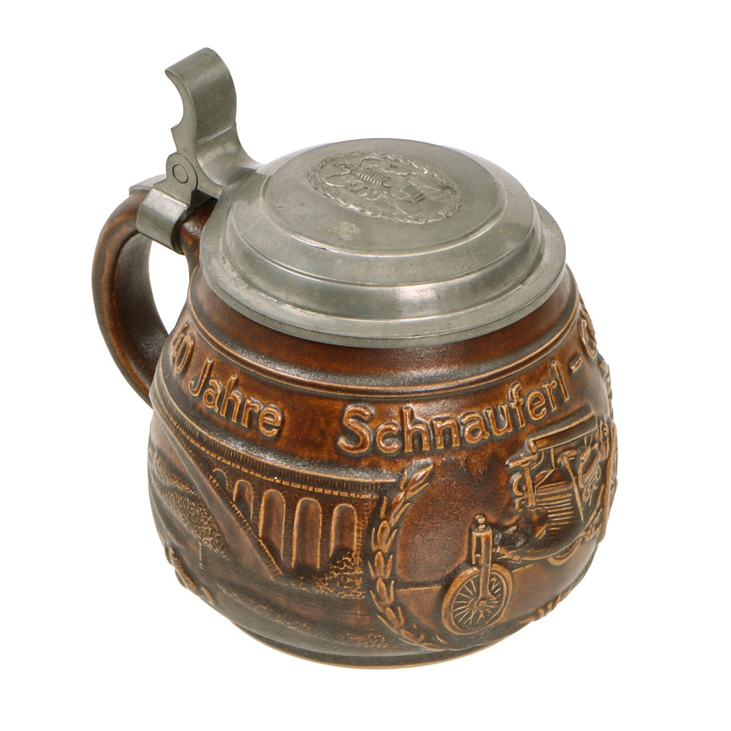 Original German WWII Automobile Association 40 Jahre Schnauferl-Club Lidded Beer Stein by Eckhardt & Engler of Höhr-Grenzhausen - Dated 1940 Original Items