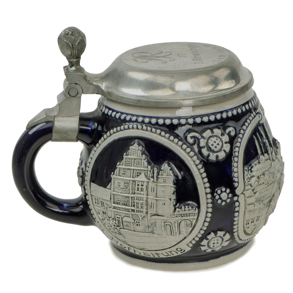 Original German Pre-WWII Reichswehr 3rd Squadron 17th Bavarian Cavalry Bamberg Lidded Beer Stein by P. Pretti of Bamberg Original Items