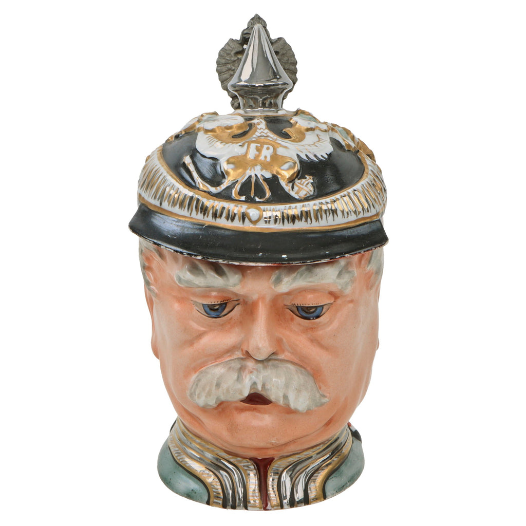 Original Imperial German WWI Era Portly Character Otto von Bismarck Stein with Hinged Lid Original Items