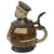 Original Imperial German WWI Era Portly Character Caricature Stein with Bismarck-Style Mustache & Hinged Lid Original Items