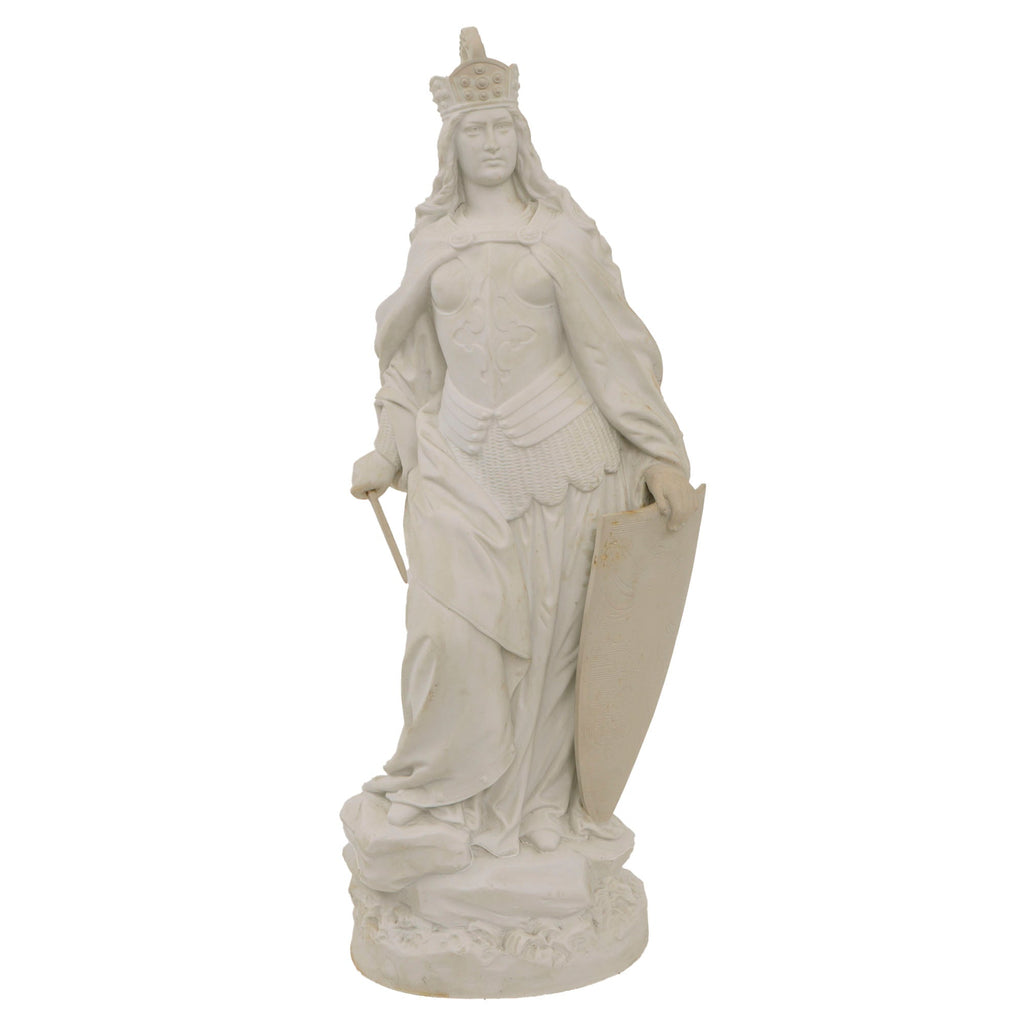 Original German WWI Era Ceramic Statue of Germania Wearing Crown & Bearing Shield - 20¼” Tall Original Items