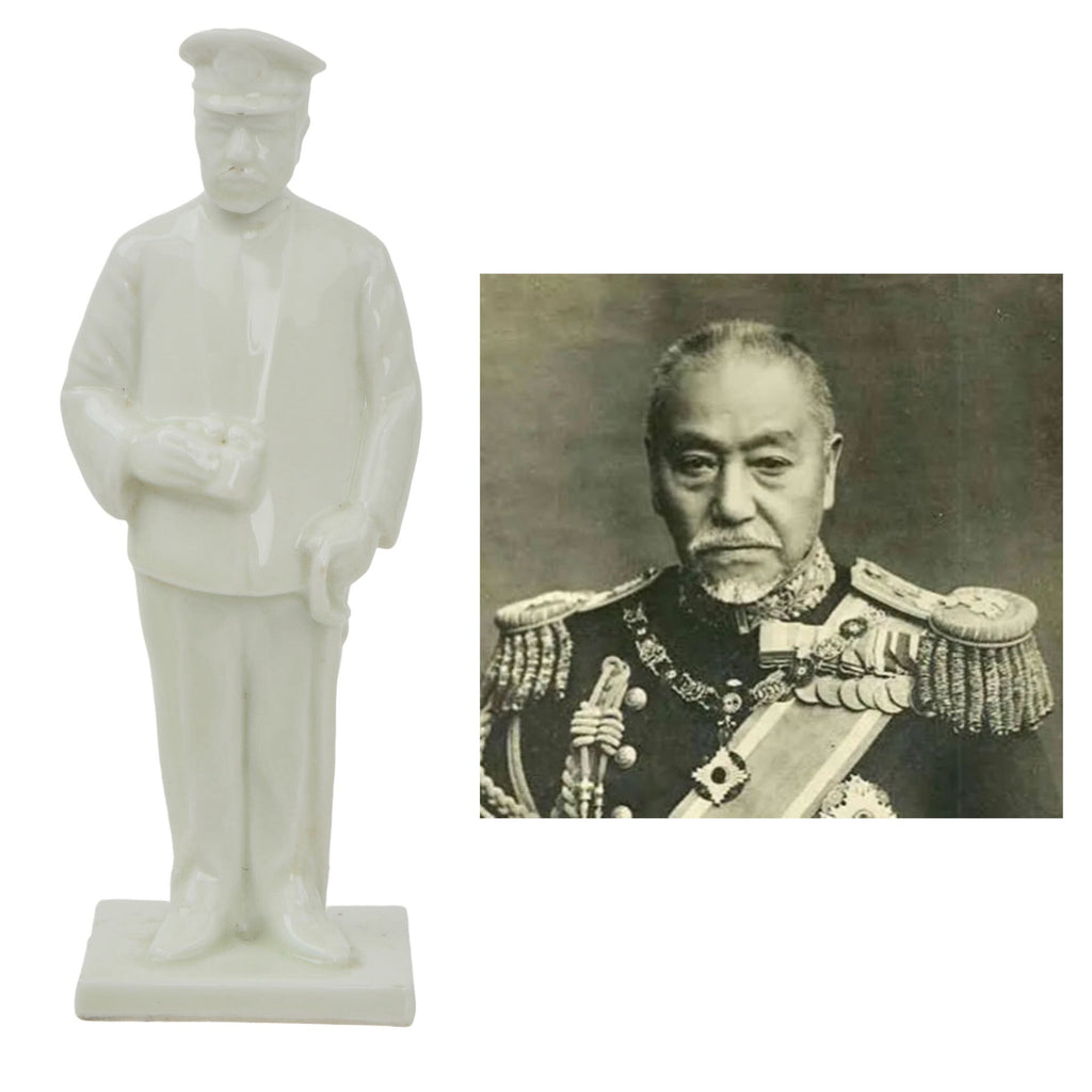 Original Japanese WWII Navy Porcelain Award Statue of Fleet Admiral Tōgō Heihachirō - 6 ¾” Tall Original Items