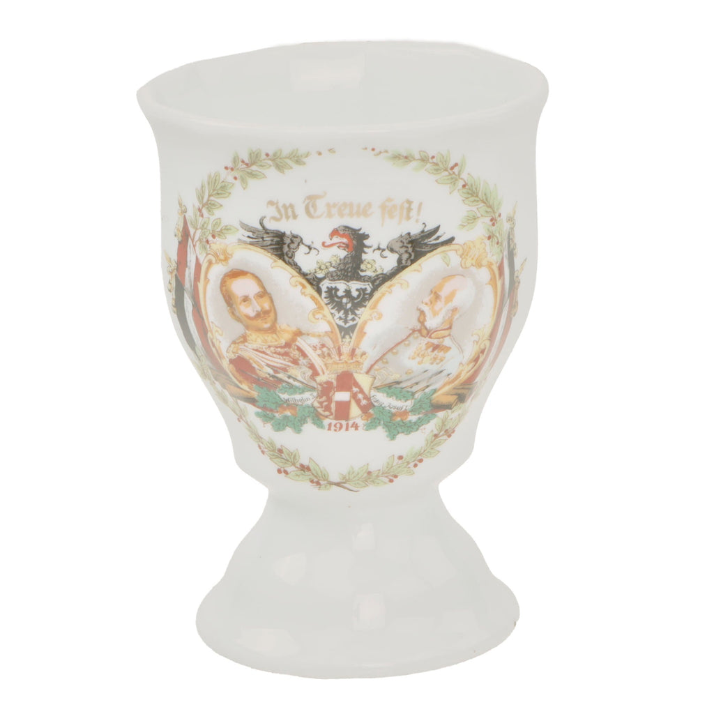 Original Imperial German WWI “In Treue Fest” Austro-Hungarian & German Unity Porcelain Goblet Original Items