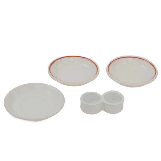 Original German WWII Lot of Four NSDAP and RAD Porcelain Items by Rosenthal - Saucers with Salt and Pepper Cellar Original Items