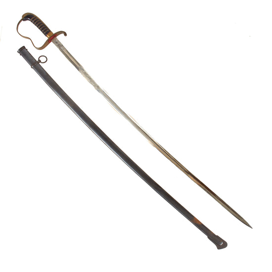 Original German WWI Bavarian Infantry NCO Etched Dove’s Head Sword with Nickel-Plated Blade and Scabbard by Carl Eickhorn Original Items