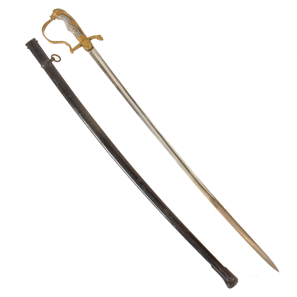 Original Imperial German WWI Army Officer's Lion Head Sword by Clemen & Jung with Scabbard Original Items