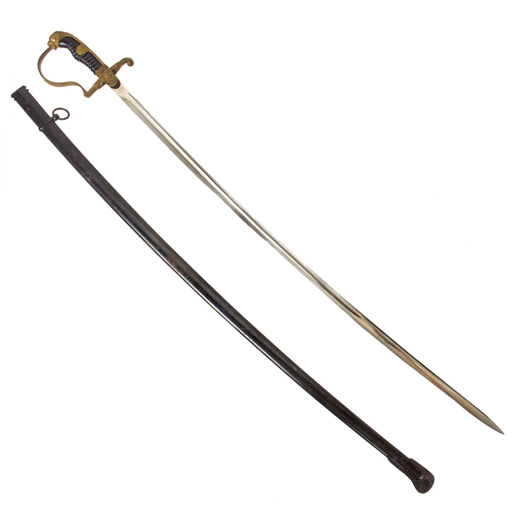 Original German WWII Heer Army Officer's Lion Head Sword by Arthur Evert of Solingen with Steel Scabbard Original Items