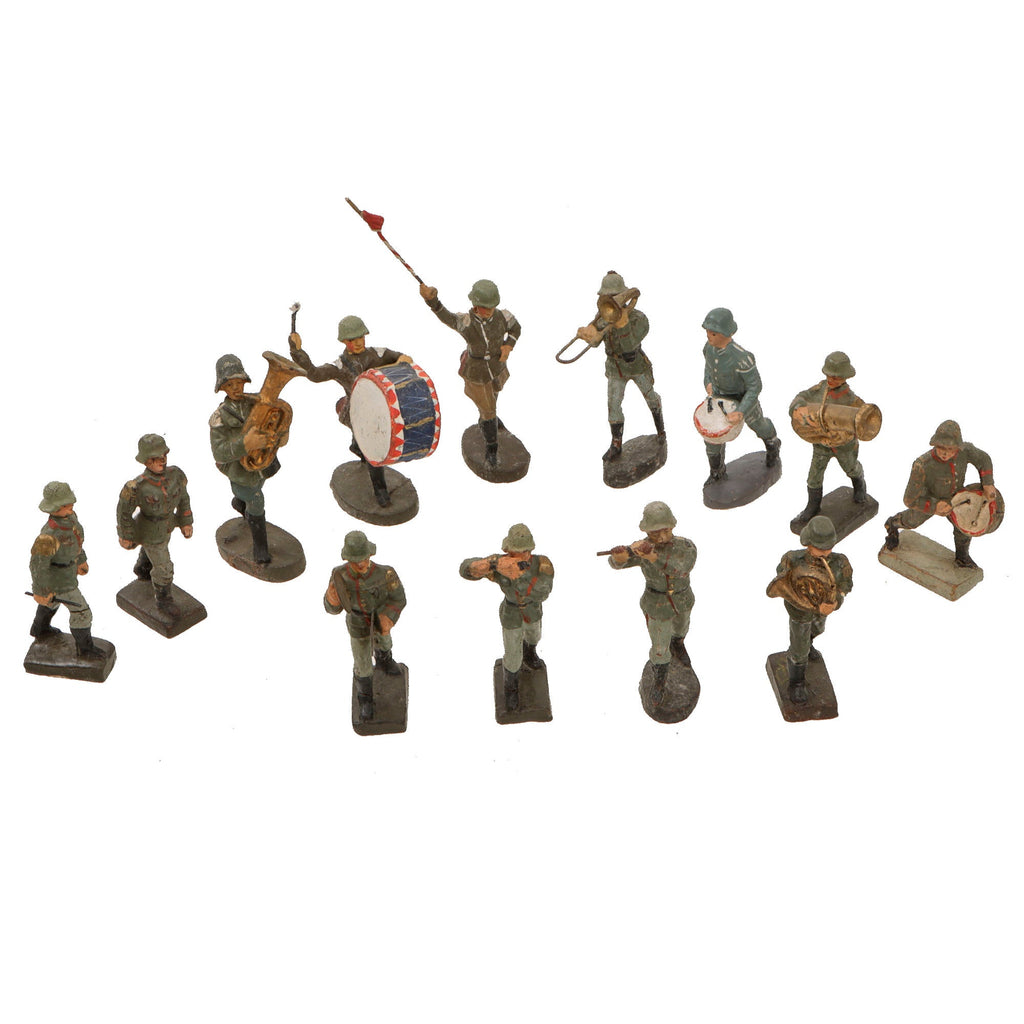 Original German WWII Era Lineol Toy Soldiers Marching Band Lot - Lot of 13 Original Items