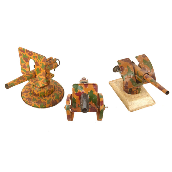 Original German Pre-WWII O&M Haußer Tinplate Litho Wehrmacht Artillery Piece Lot - 3 Pieces Total Original Items