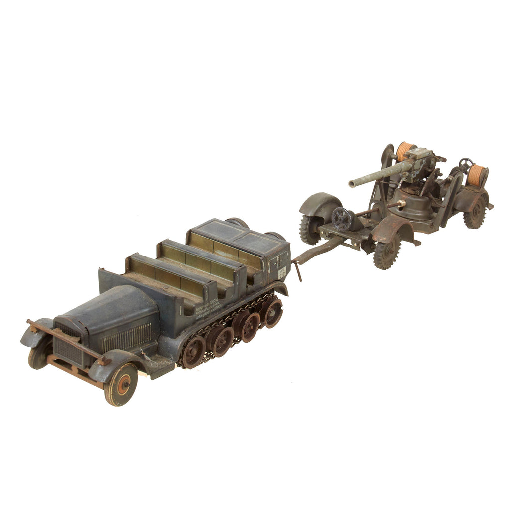 Original German Pre-WWII O&M Haußer Tinplate Litho Sd.Kfz. 11 Prime Mover with Towed Flak 88 Artillery Gun Model Toy Original Items