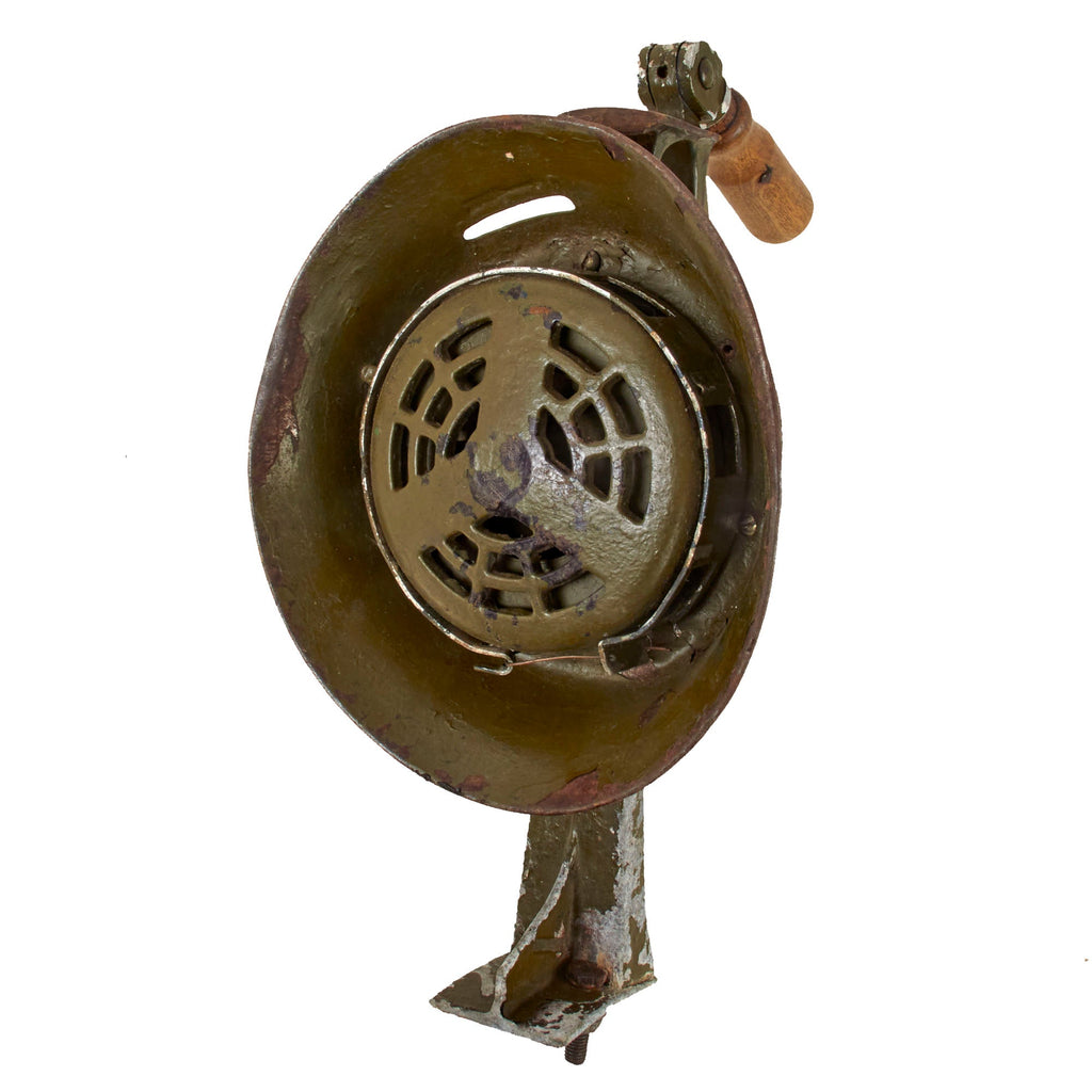 Original German WWII Complete Bakelite & Metal Hand-Crank Air Raid Siren by Helin - Handsirene - Dated 1940 Original Items