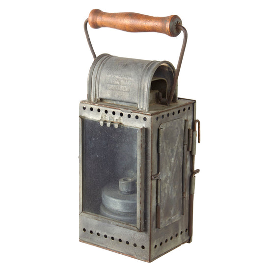 Original German WWII Deutsche Reichsbahn Marked Railwayman Carbide Lantern by Heinrich Gillet Original Items
