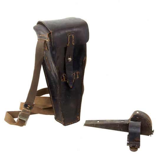 Original German WWII Schießbecher Grenade Launcher Leather Case by Friedrich Offermann & Söhne with Rare Sight for Grenade Launcher Original Items