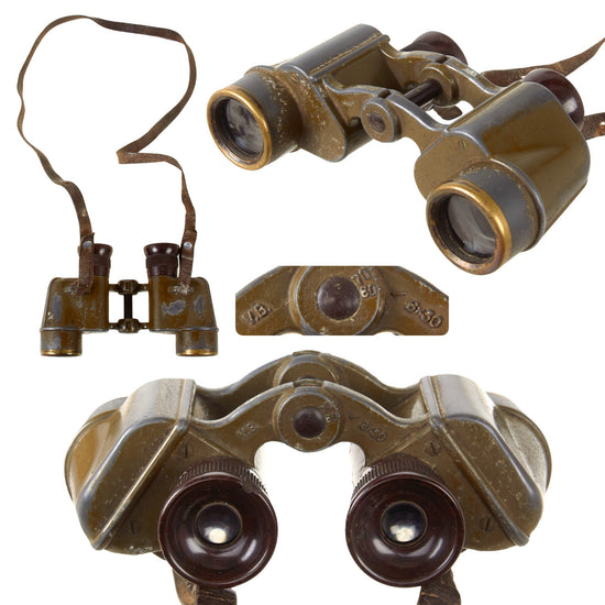 Original German WWII Voigtlander Braunschweig VB Labyrinth 6x30 Binoculars with Neck Strap Original Items