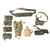 Original Italian WWII Field Gear Lot with Carcano Ammunition Pouches, Canteen, and German Supplied Gas Mask in Correct Bag Original Items