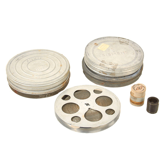 Original German & U.S. WWII Projector Film Reel Lot - Lot of Five Reels in Containers - One Labeled Stalingrad Original Items