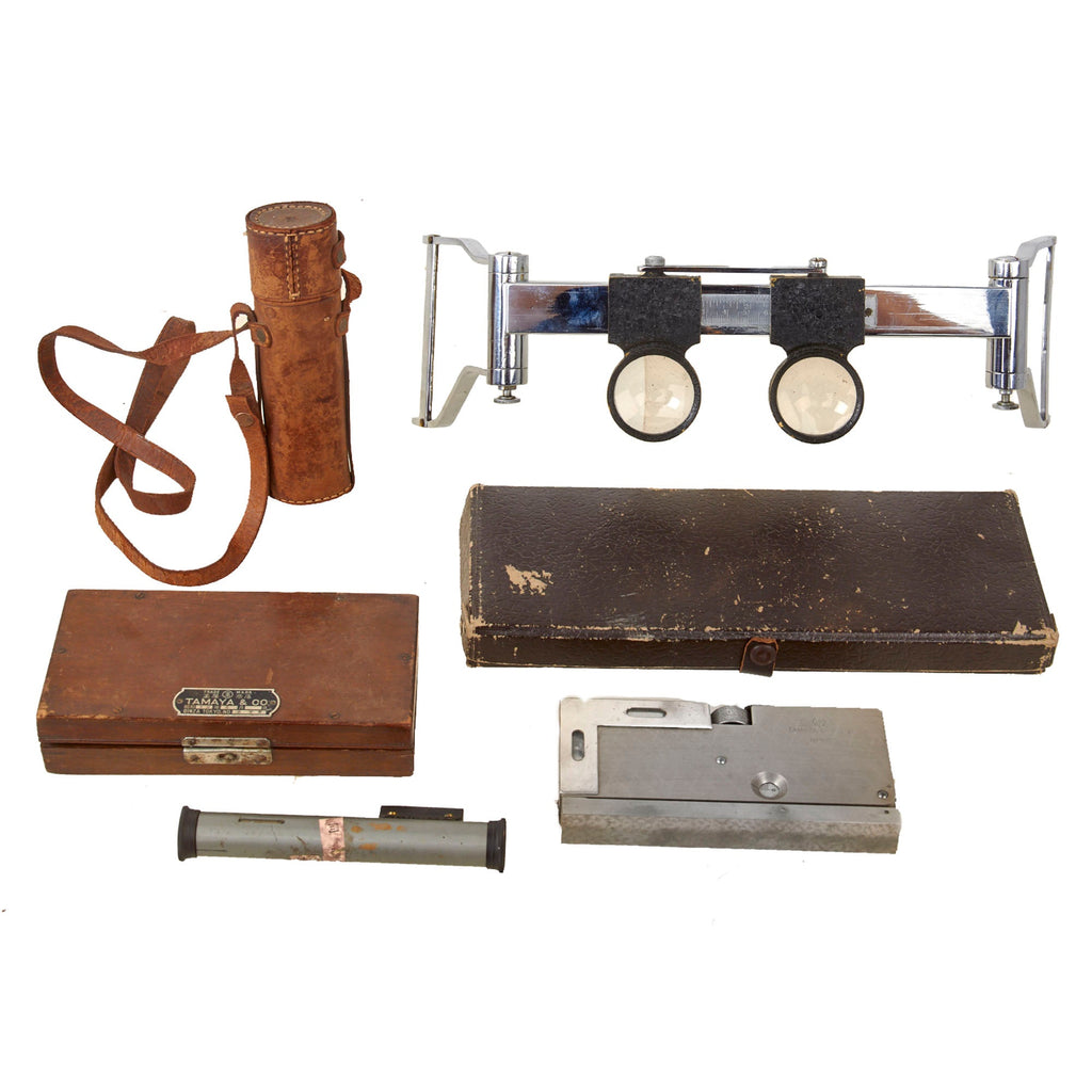 Original Japanese WWII Navigational Lot with Map Viewer Set, Levels, and Original Items