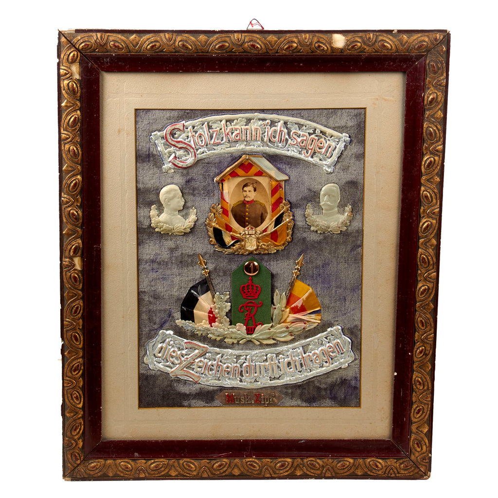 Original German Pre-WWI Framed 1st (1st East Prussian) Grenadiers "Crown Prince" Colorized Service Portrait - Dated 1909-1911 - No Glass - 18 ¾ x 22 ¾” Original Items