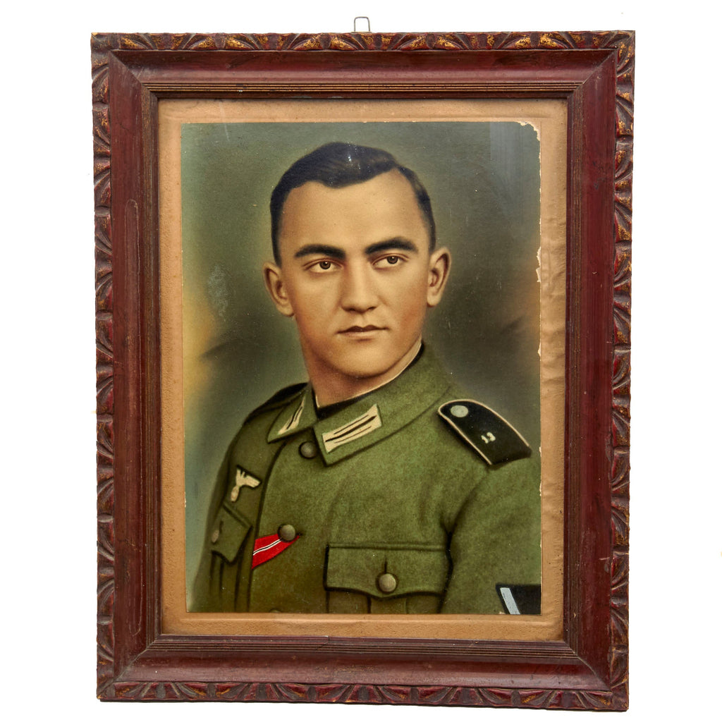 DRAFT Original German WWII Infantry Leutnant Framed Portrait Painted with Visor & DRL Sports Badge - Signed & Dated 1944 - 25 1/2" x 31 1/2" (Copy) Original Items