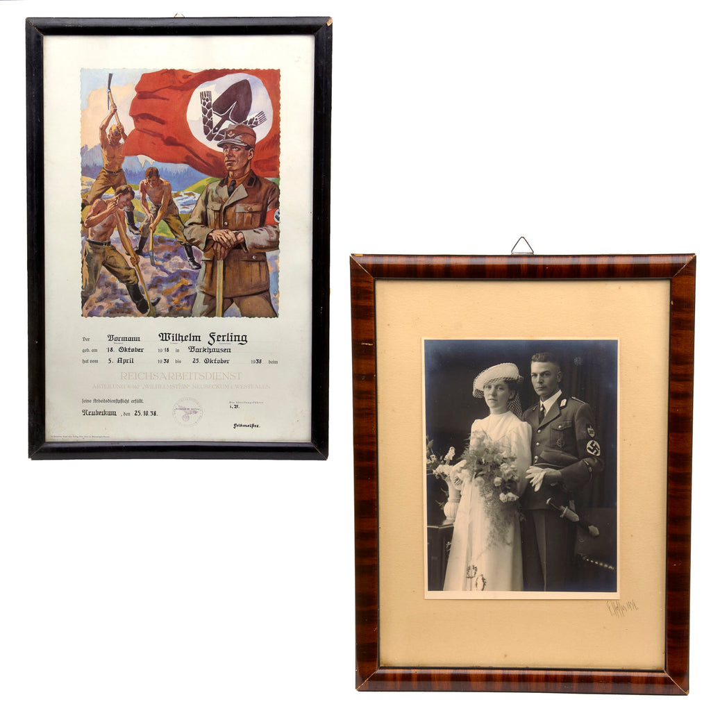 DRAFT Original German WWII Infantry Leutnant Framed Portrait Painted with Visor & DRL Sports Badge - Signed & Dated 1944 - 25 1/2" x 31 1/2" (Copy) (Copy) Original Items