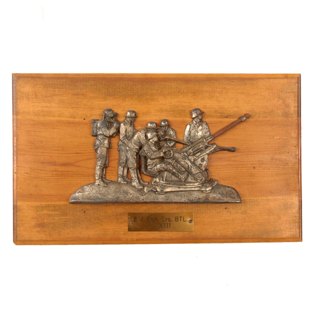 Original German WWII Flak Anti-Aircraft Artillery Unit Plaque - 2nd Battery Flak Replacement Battalion I / XIII - 15 1/2" x 9 1/4" Original Items
