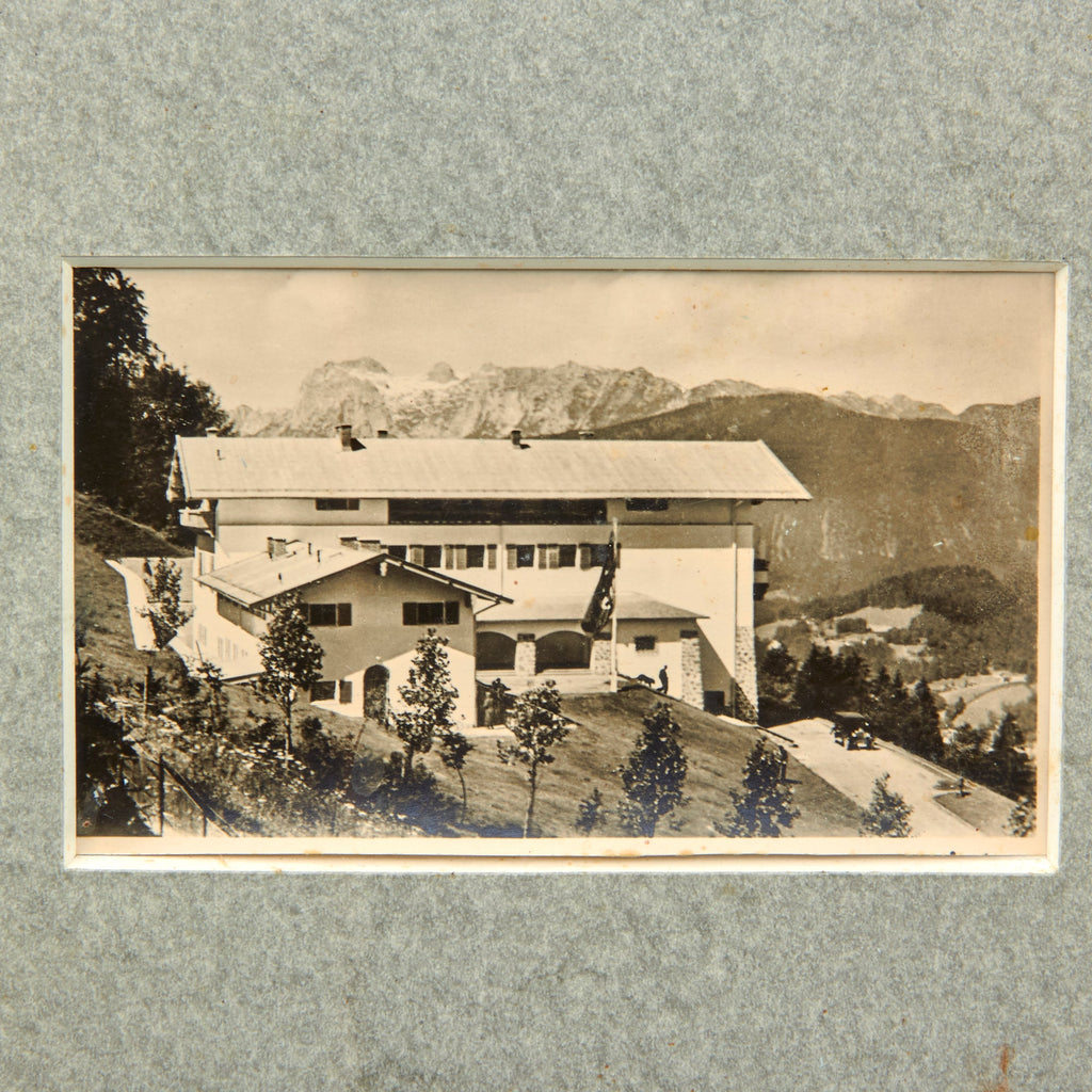 Original German WWII Period RPPC Real Photo Post Card of AH’s Retreat Berghof at Berchtesgaden in Period Frame - 16 ¼ x 17 ¾” Original Items