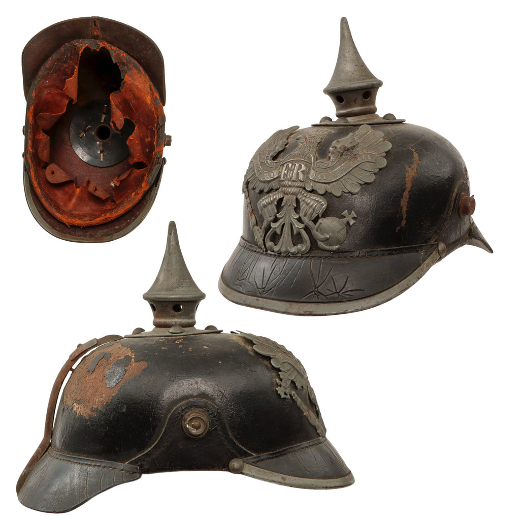 Original Imperial German WWI Prussian EM/NCO Infantry M1915 Pickelhaube Spiked Helmet Original Items