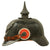 Original Imperial German WWI Prussian Unit-Marked EM/NCO Infantry M1915 Pickelhaube Spiked Helmet Dated 1916 with Rare Large Cockades & Broken Chinstrap - Reserve-Infanterie-Regiment Nr. 23 Howitzer Battery - Size 53 Original Items