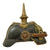 Original German WWI Bavarian M1886/1914 Infantry Officer Pickelhaube Spiked Helmet with Period-Replaced Liner & Incorrect Cockades Original Items