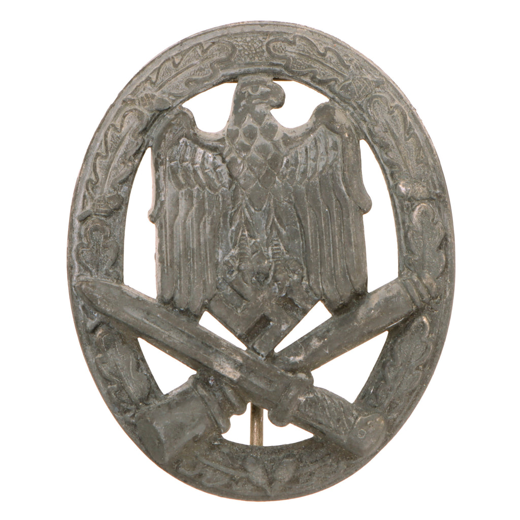 Original German WWII Silver Grade General Assault Badge - Unmarked Hollow Back Design Original Items