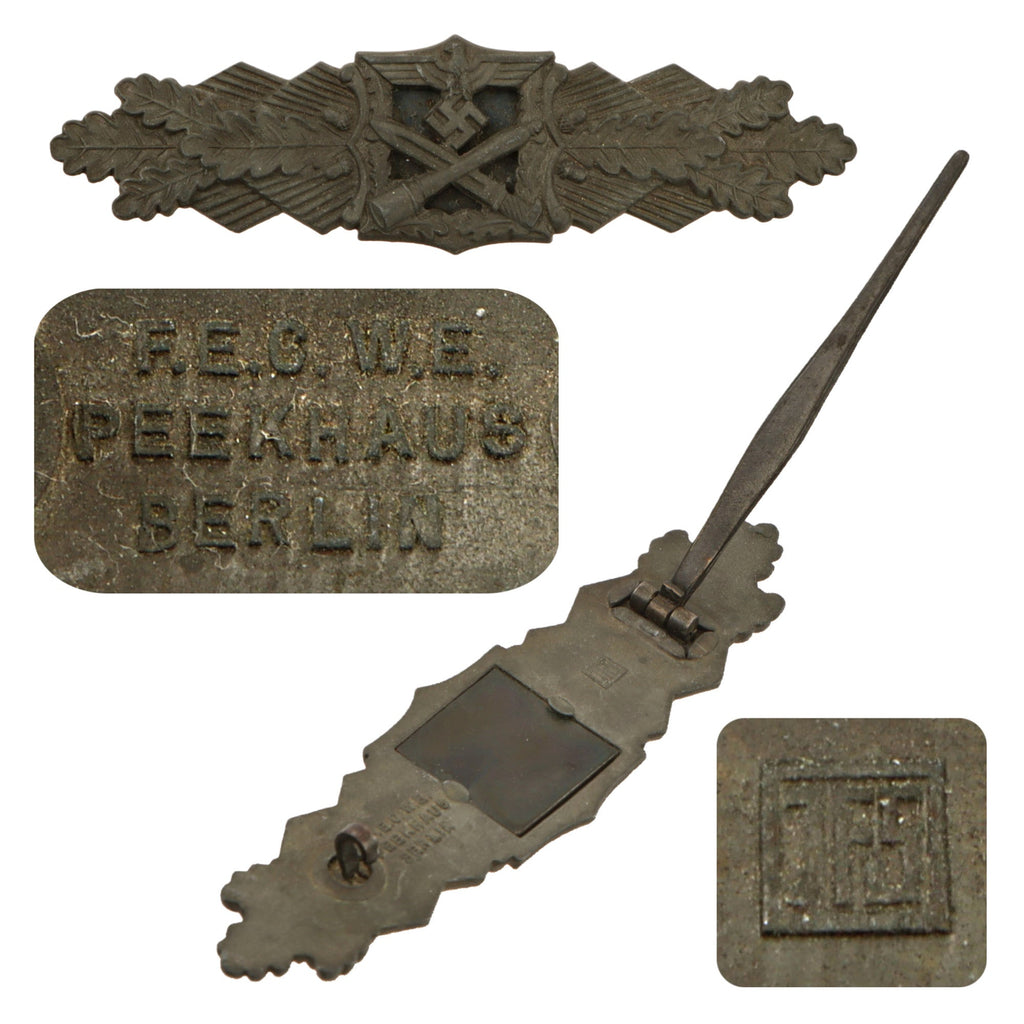 Original German WWII Close Combat Clasp in Bronze by Josef Feix & Söhne of Gablonz Original Items