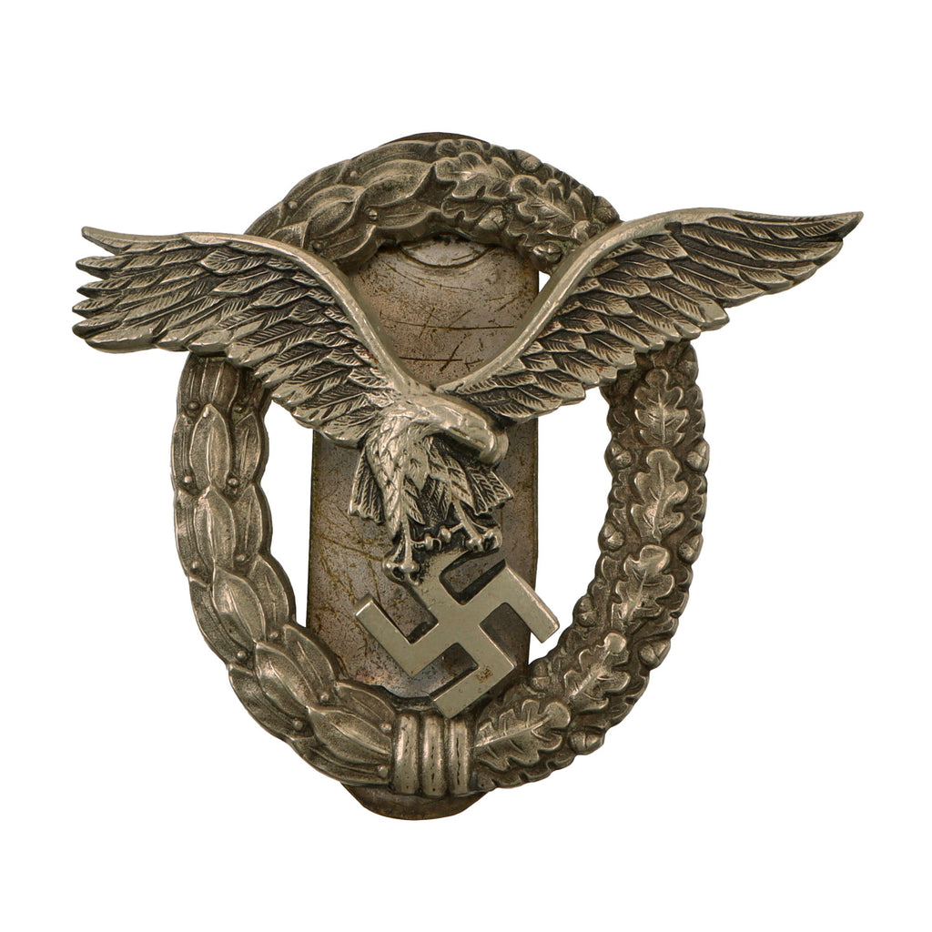 Original German WWII Early Tombak Luftwaffe Pilot's Badge Period Modified with Backing Plate - Flugzeugführerabzeichen Original Items