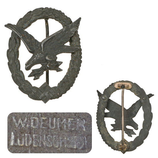 Original German WWII Luftwaffe Radio Operator & Air Gunner Badge by Wilhelm Deumer of Lüdenscheid Original Items