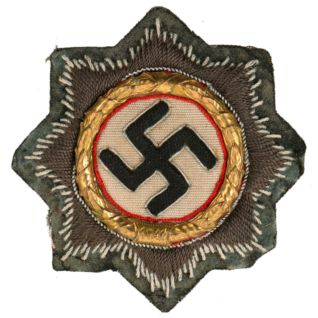 Original German WWII Heer Army Gold 1941 German Cross Award Embroidered Cloth Badge in Field Gray Original Items