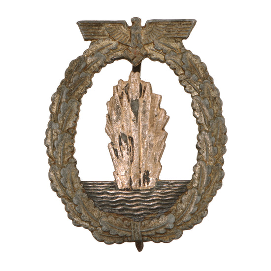 Original German WWII Kriegsmarine Minesweeper War Badge by C. Schwerin & Sohn - Period Repaired Catch