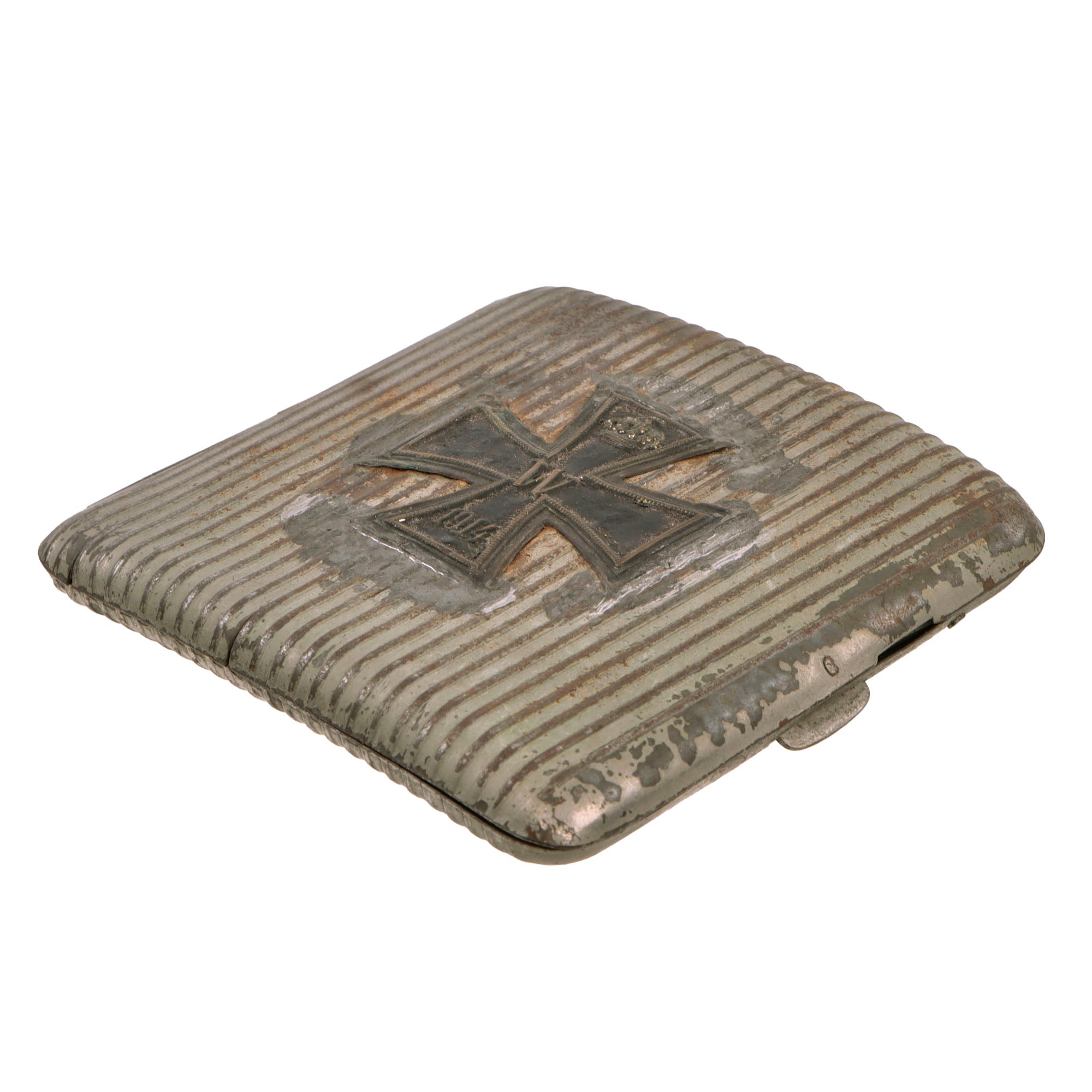 Original Imperial German WWI Steel Cigarette Case with Iron Cross 1914 – International Military Antiques