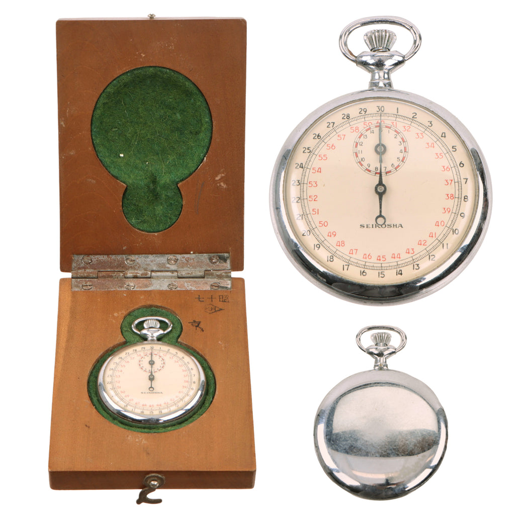 Original Imperial Japanese WWII Seikosha Army Aviator’s Stopwatch in Original Case - Functional - Dated 1942 Original Items
