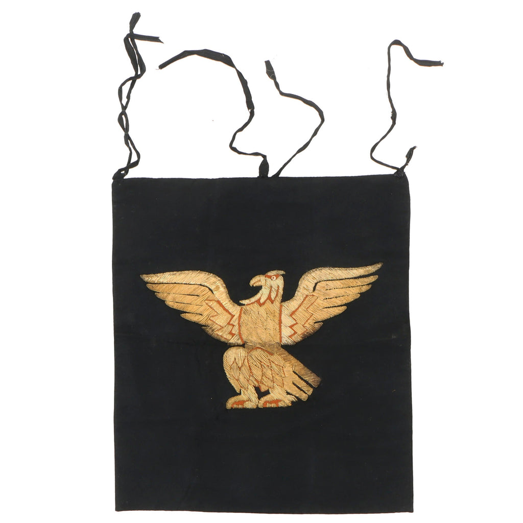 Original Italian WWII Fascist Trumpet Banner with Gold Bullion Embroidered Eagle Original Items